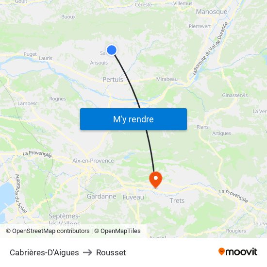 Cabrières-D'Aigues to Rousset map