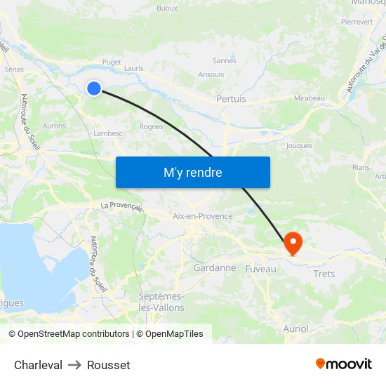 Charleval to Rousset map