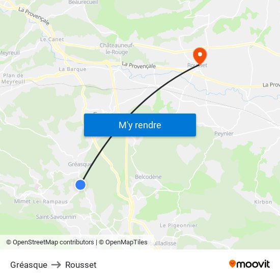Gréasque to Rousset map