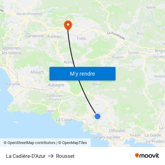 La Cadière-D'Azur to Rousset map