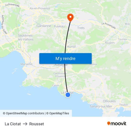 La Ciotat to Rousset map