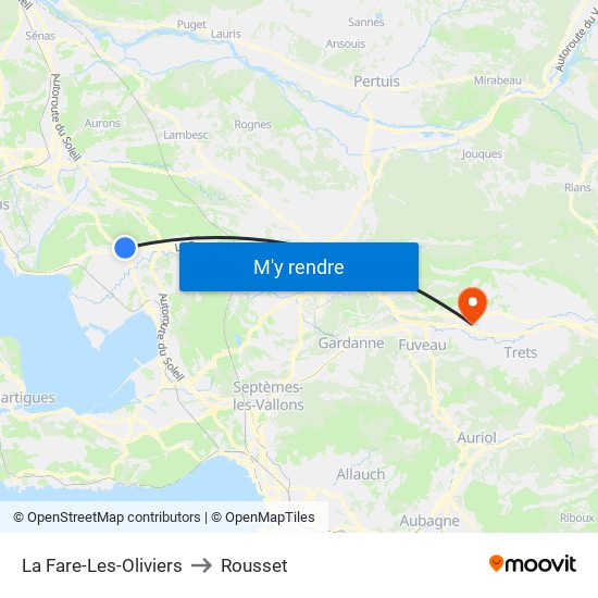 La Fare-Les-Oliviers to Rousset map