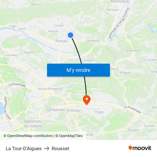 La Tour-D'Aigues to Rousset map