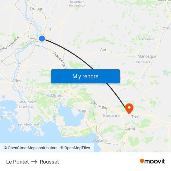 Le Pontet to Rousset map