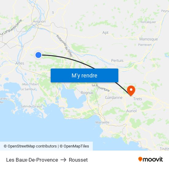 Les Baux-De-Provence to Rousset map