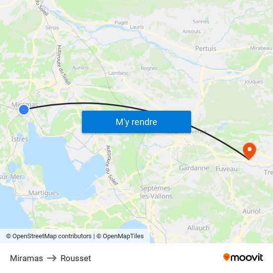 Miramas to Rousset map