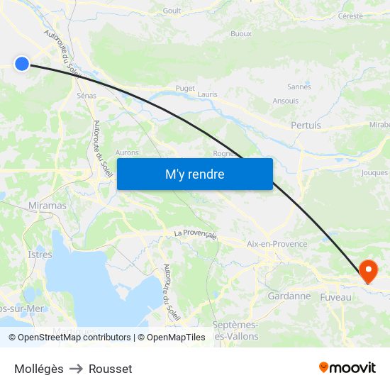 Mollégès to Rousset map