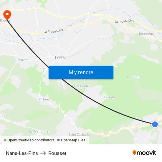 Nans-Les-Pins to Rousset map