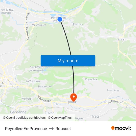 Peyrolles-En-Provence to Rousset map