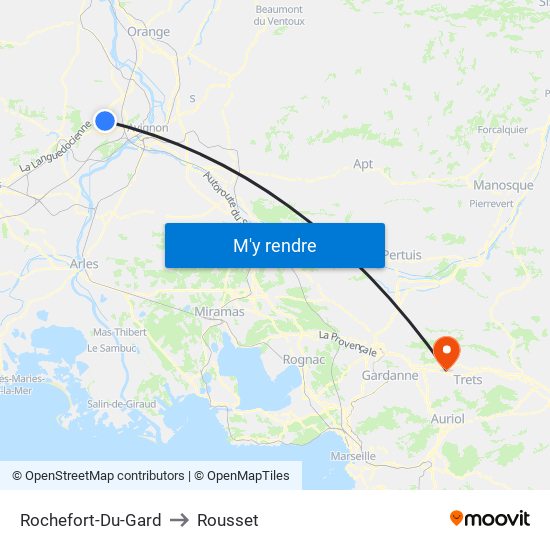 Rochefort-Du-Gard to Rousset map