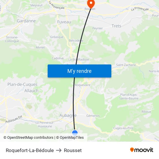 Roquefort-La-Bédoule to Rousset map