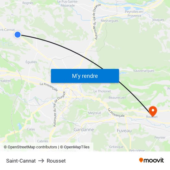 Saint-Cannat to Rousset map
