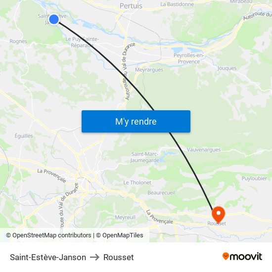 Saint-Estève-Janson to Rousset map