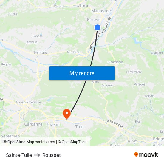 Sainte-Tulle to Rousset map