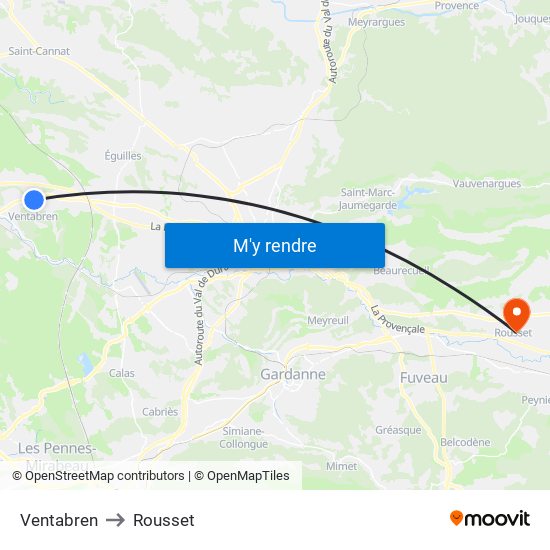 Ventabren to Rousset map
