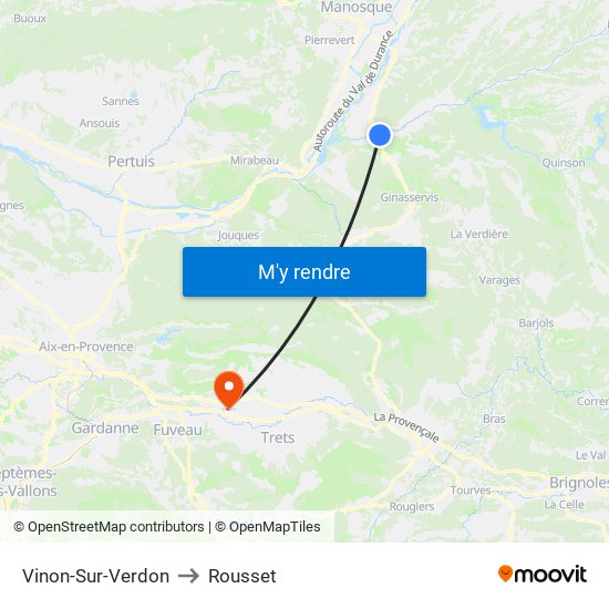 Vinon-Sur-Verdon to Rousset map