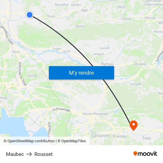 Maubec to Rousset map