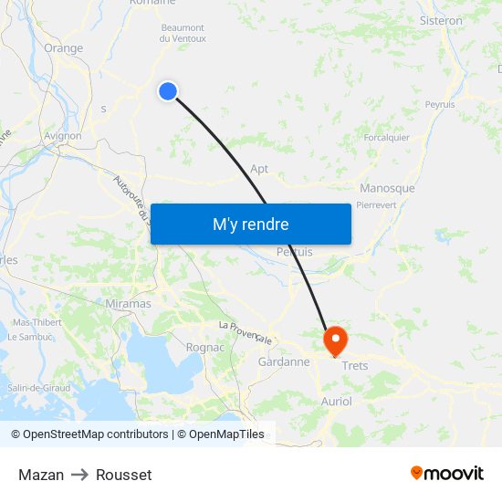 Mazan to Rousset map
