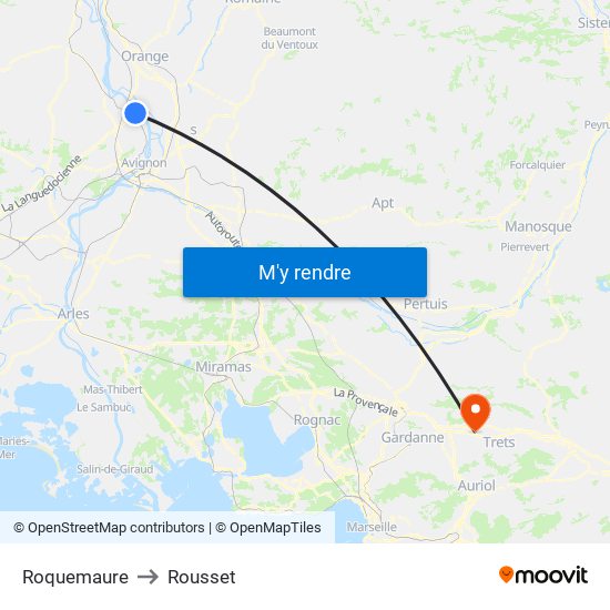 Roquemaure to Rousset map