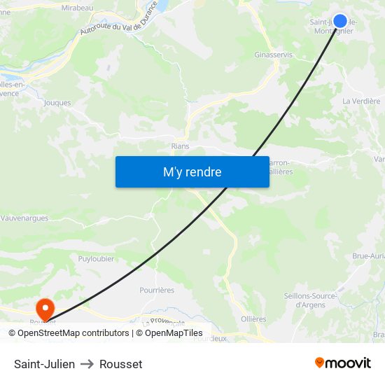 Saint-Julien to Rousset map