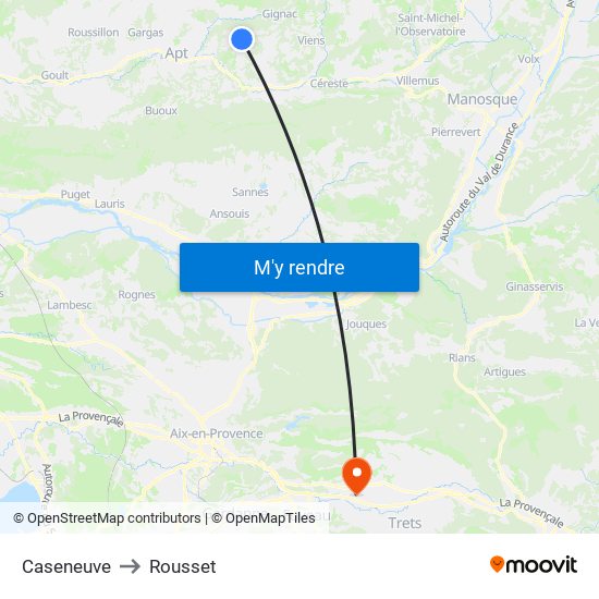 Caseneuve to Rousset map
