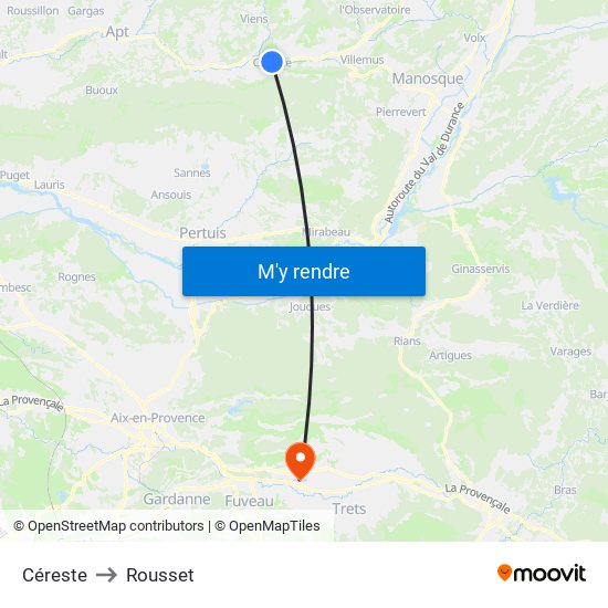 Céreste to Rousset map