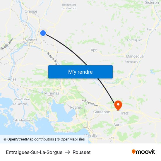 Entraigues-Sur-La-Sorgue to Rousset map