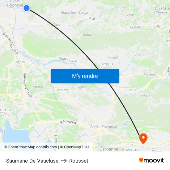 Saumane-De-Vaucluse to Rousset map