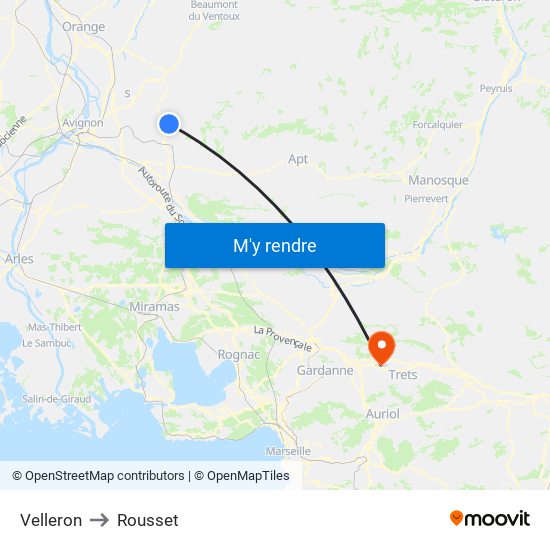 Velleron to Rousset map