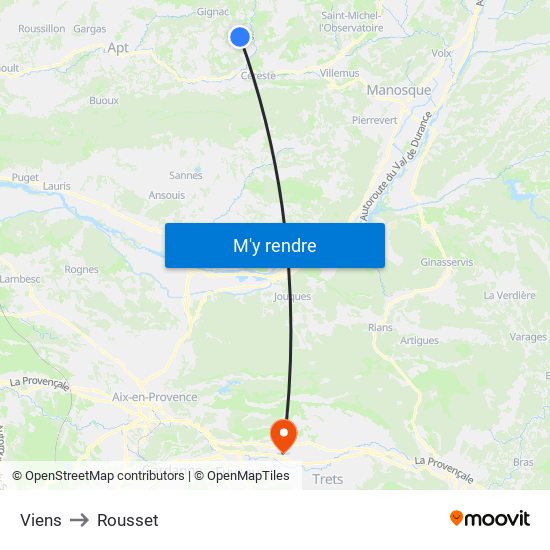 Viens to Rousset map