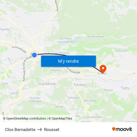 Clos Bernadette to Rousset map