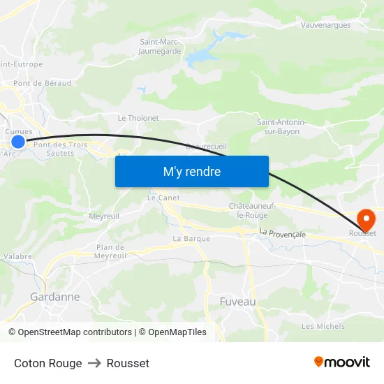 Coton Rouge to Rousset map
