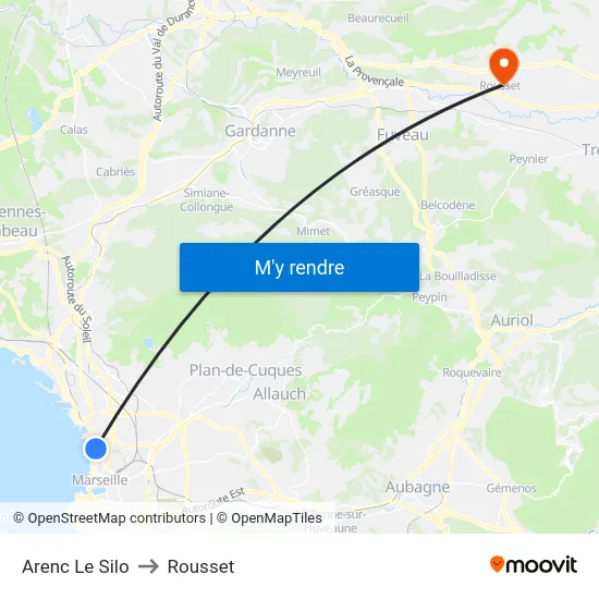 Arenc Le Silo to Rousset map