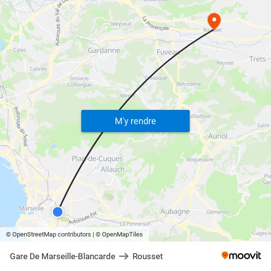 Gare De Marseille-Blancarde to Rousset map