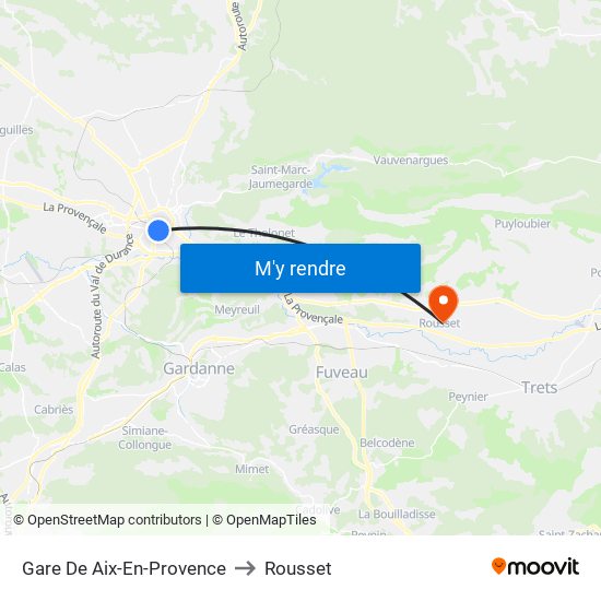 Gare De Aix-En-Provence to Rousset map