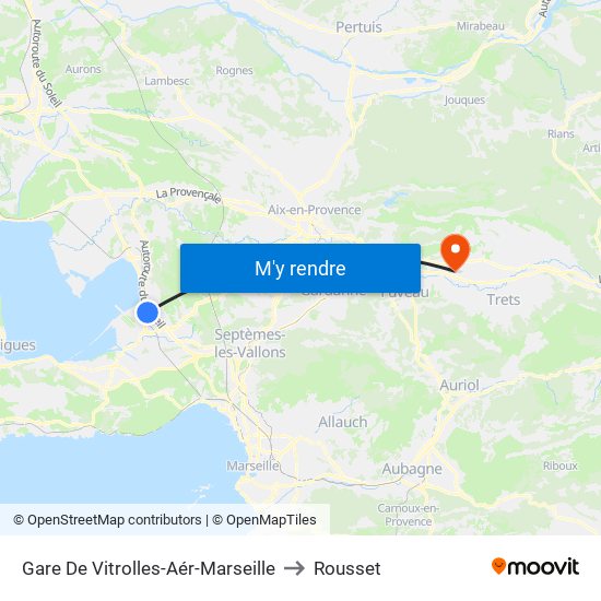 Gare De Vitrolles-Aér-Marseille to Rousset map