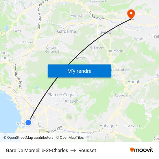 Gare De Marseille-St-Charles to Rousset map