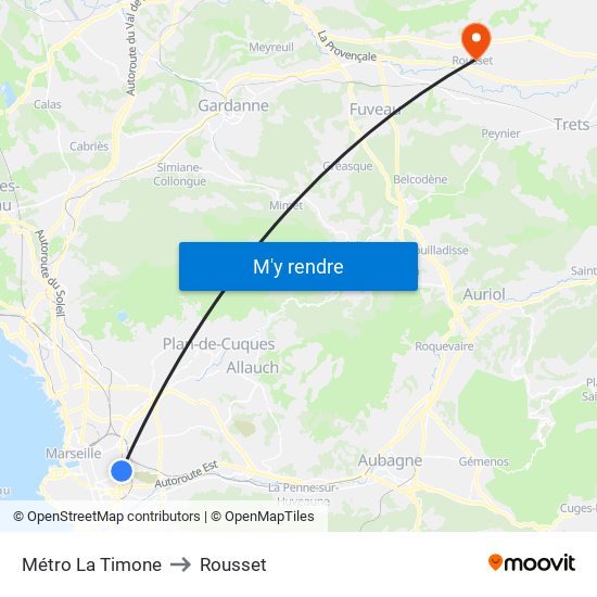 Métro La Timone to Rousset map