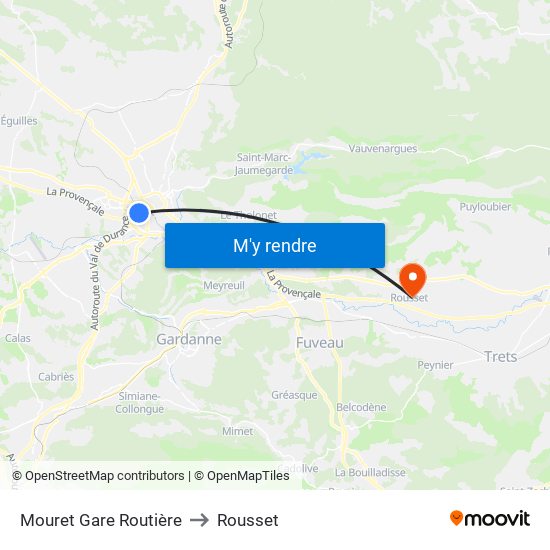Mouret Gare Routière to Rousset map