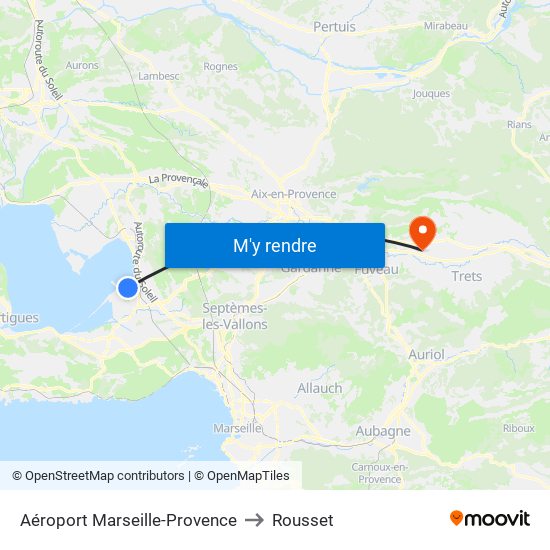 Aéroport Marseille-Provence to Rousset map