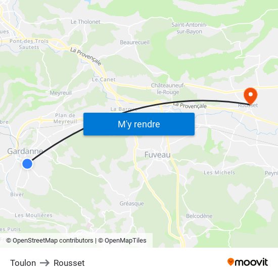 Toulon to Rousset map