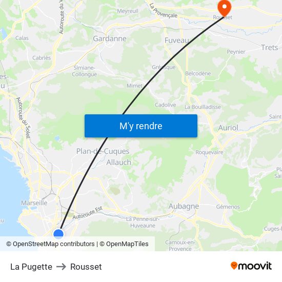 La Pugette to Rousset map