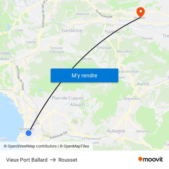 Vieux Port Ballard to Rousset map