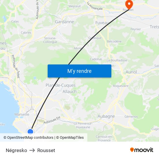 Négresko to Rousset map