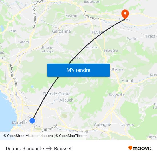 Duparc Blancarde to Rousset map