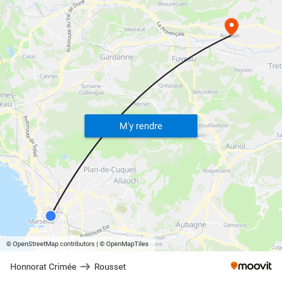 Honnorat Crimée to Rousset map