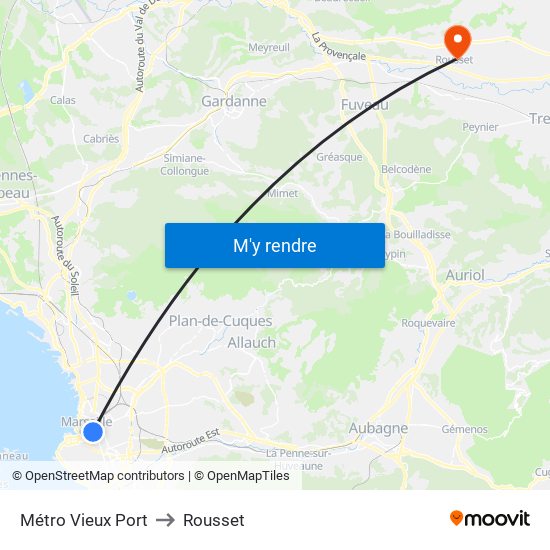 Métro Vieux Port to Rousset map