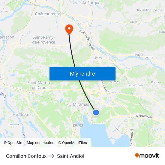 Cornillon-Confoux to Saint-Andiol map