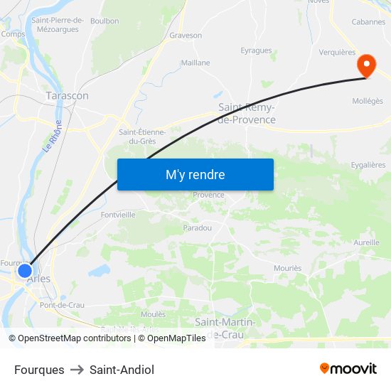 Fourques to Saint-Andiol map