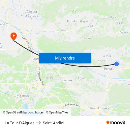 La Tour-D'Aigues to Saint-Andiol map